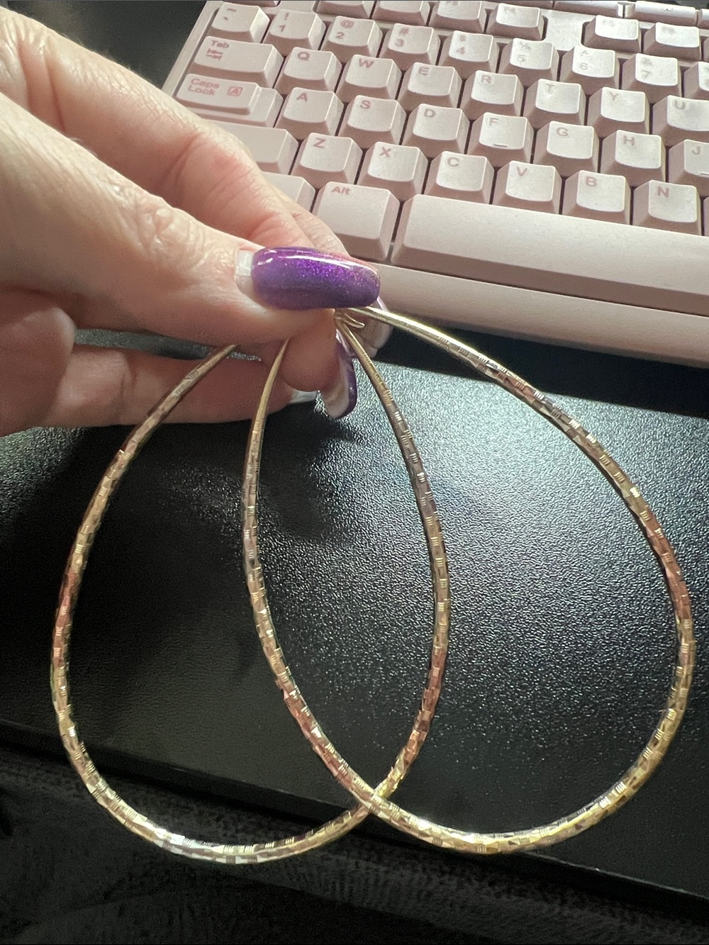 Textured Tri-Tone Large Hoop Earrings for Women